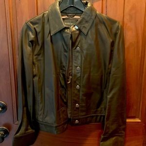 Gorgeous dark olive leather jacket.